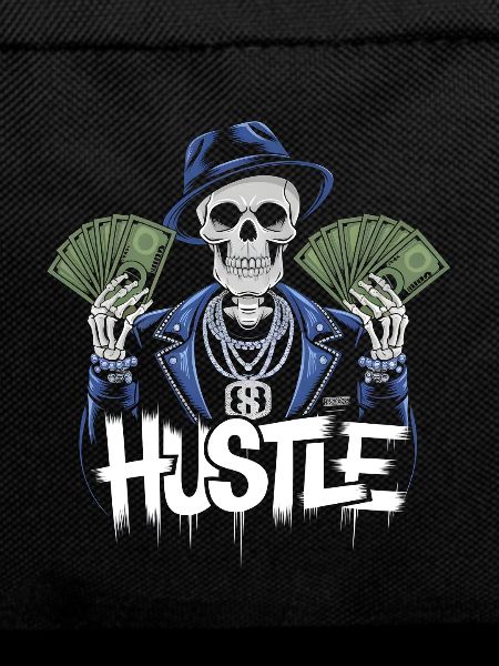 Hustle hard make money skeleton
