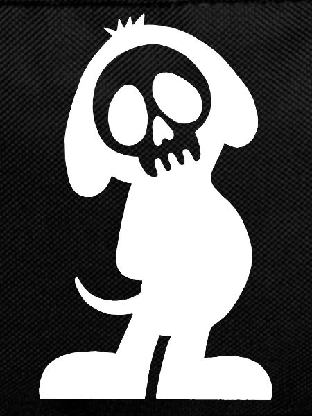 White Dog Skull and Silhouette