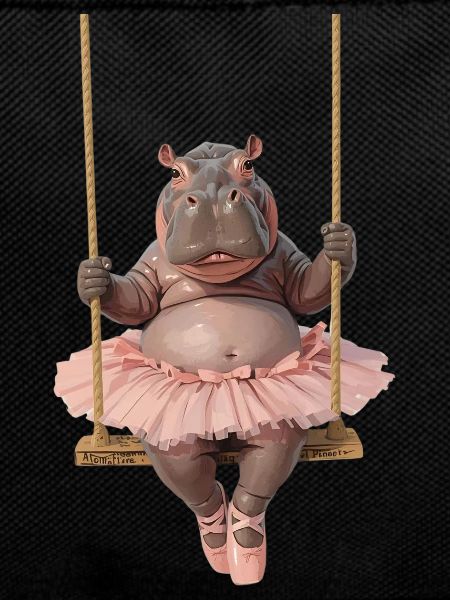 Hippopotamus in Ballet Tutu Surreal Design