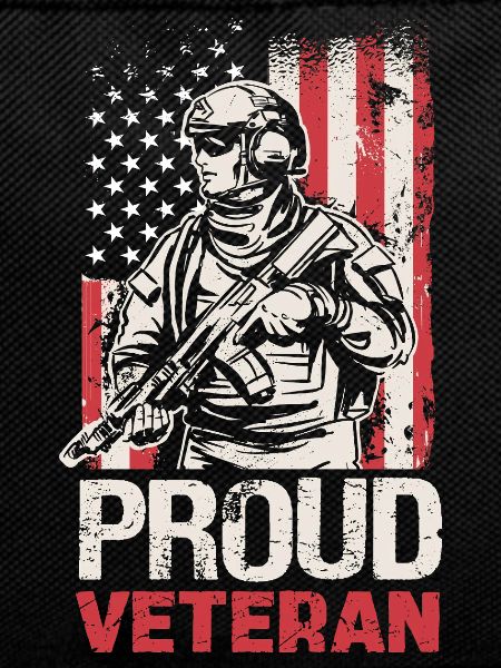 Proud veteran with US flag