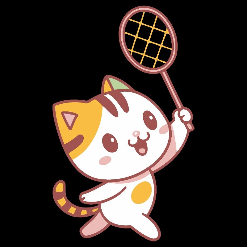 Glückliches Badminton-Kätzchen