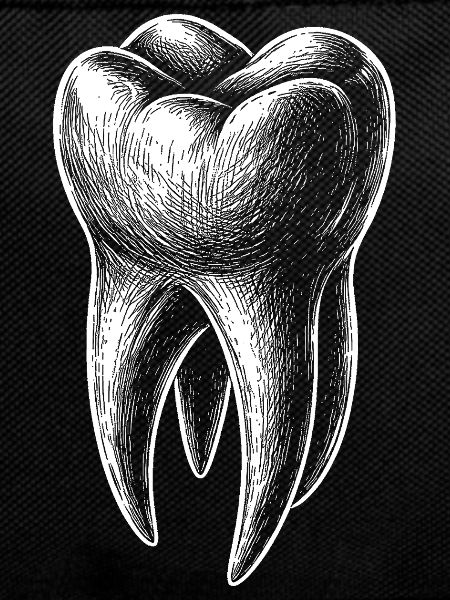 Black and White Tooth Sketch Graphic