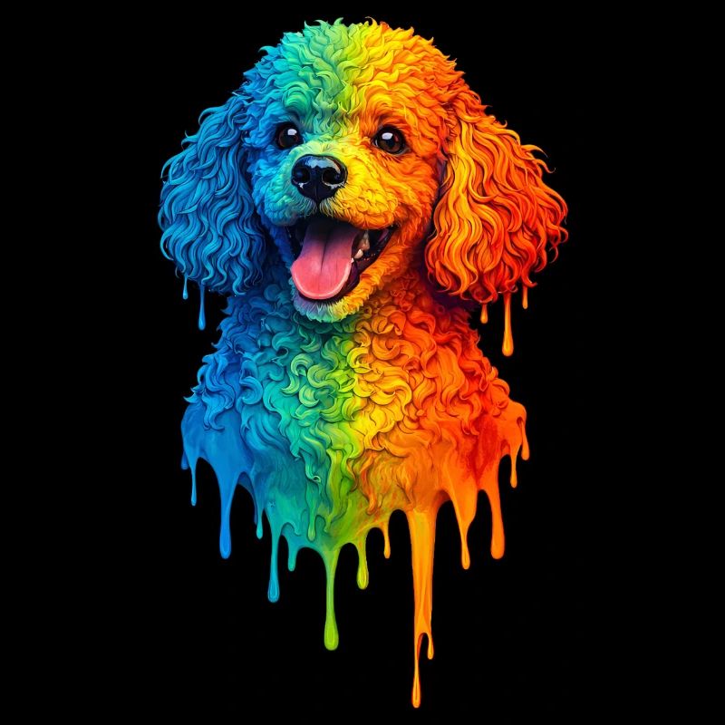 Pudel in bunten Farben