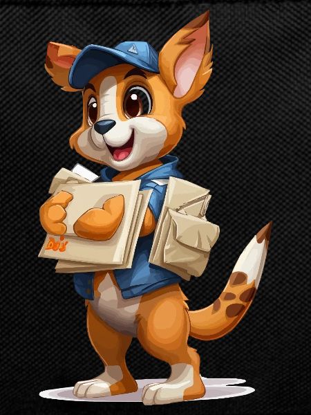 Postman puppy with letters