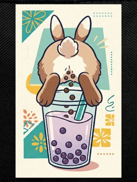 Cute Bunny Funny Boba Bubble Tea