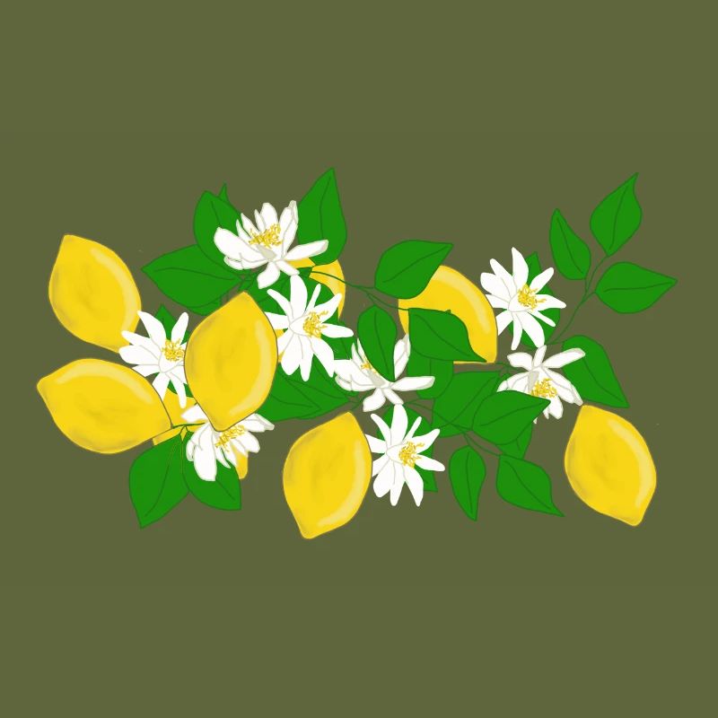 Citrons, branches, fleurs