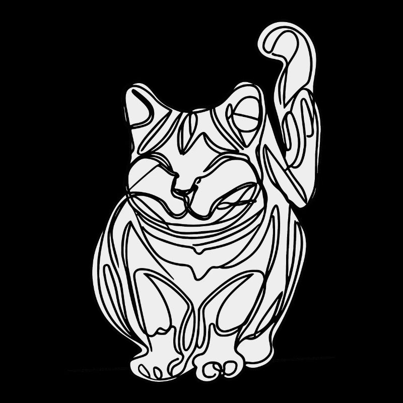 Einzeilige sitzende Katze