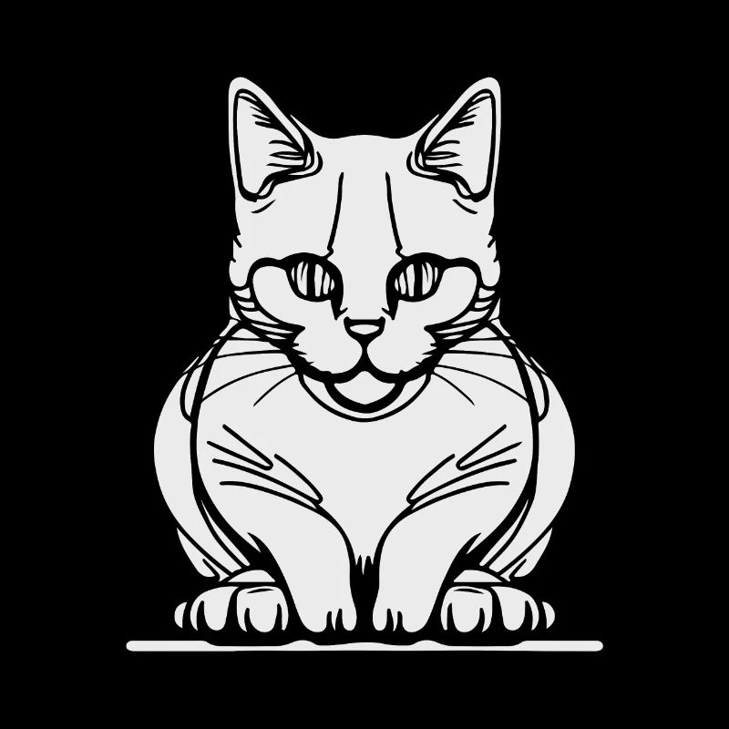 Einzeilige sitzende Katze