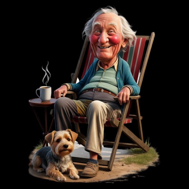 Netter Opa mit Hund-Alter Mann mit Hund