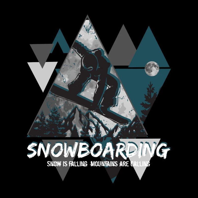 Snowboarder snow is falling mountains are calling