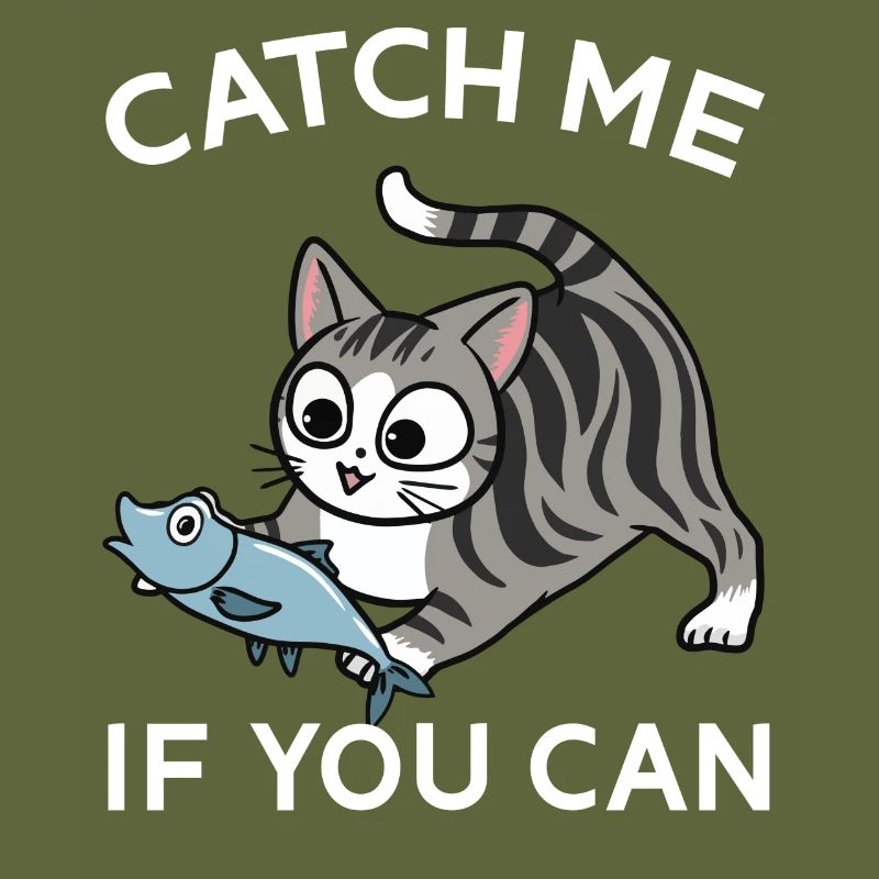 Cute tabby cat with a fish