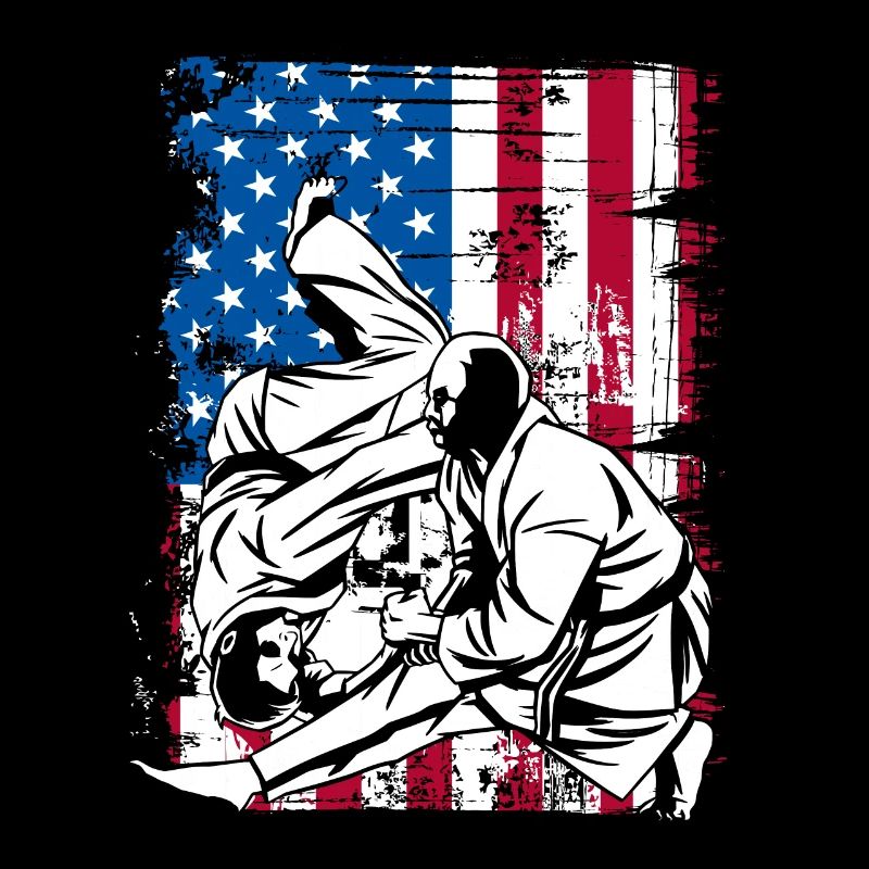 Arts martiaux sur un drapeau américain