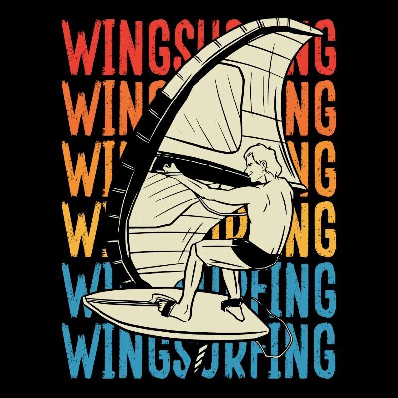 Buntes Skript Des Wingsurfing-mannes