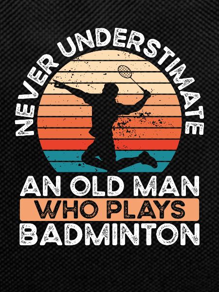 Old man playing badminton