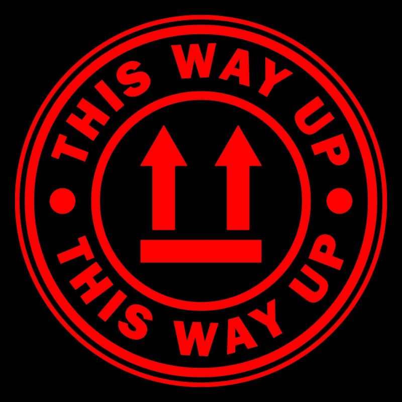 This way up Fragile round circle stamp sticker