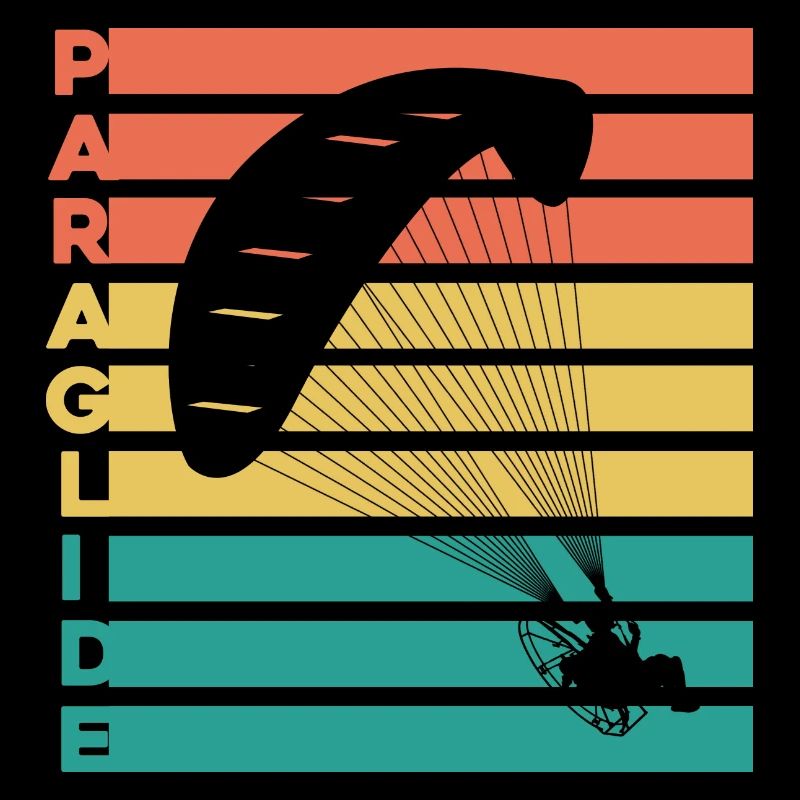 Retro Graphic Paragliding Paraglider Parachute Sky