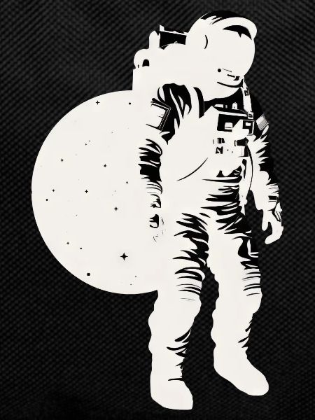 Astronaut silhouette white, moon background