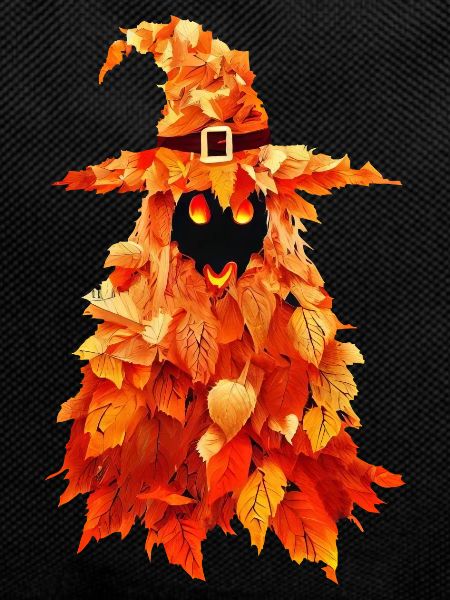 Spooky witch in autumn Halloween