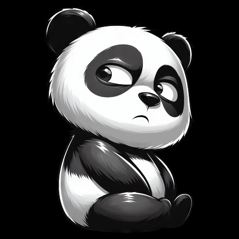 Skeptical Panda Cartoon Cute Doubt