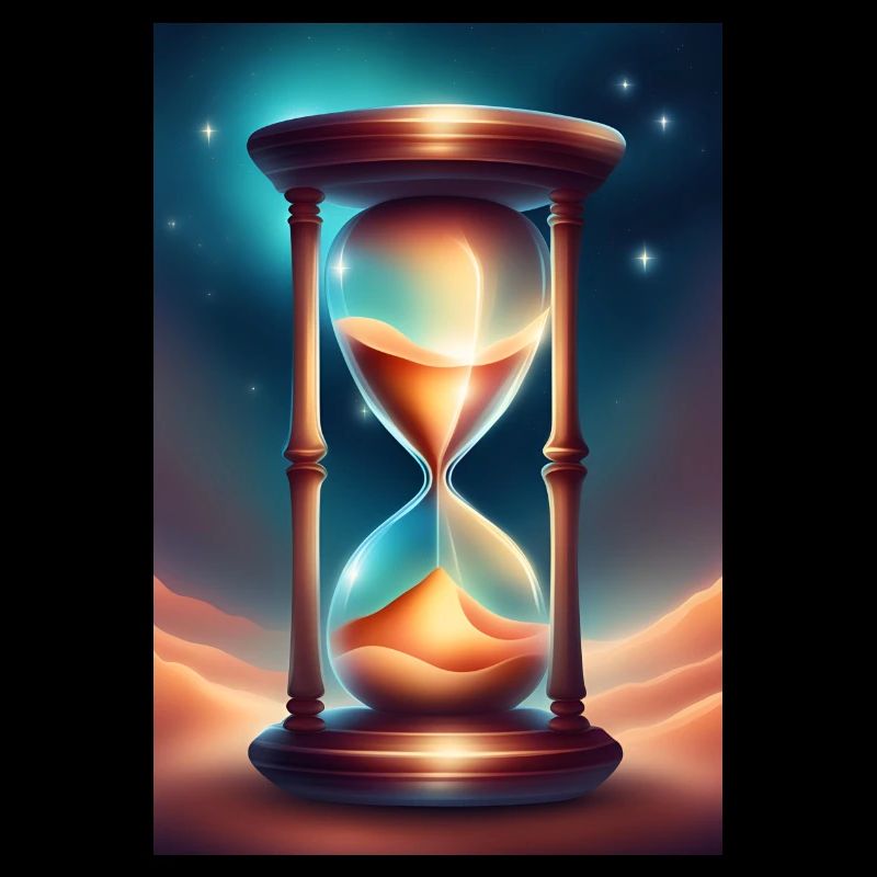 An hourglass on a desert sand