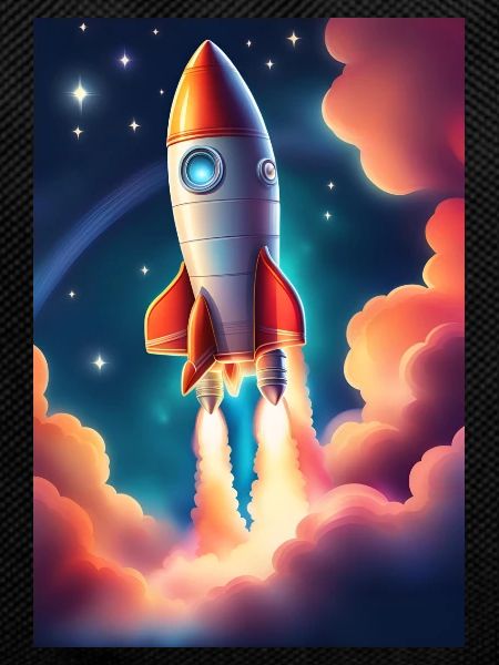 Cute rocketship in space