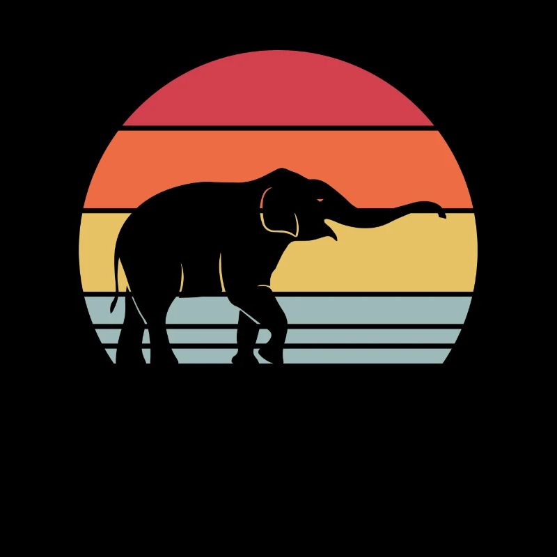 Elephant Zoo Animal Retro Motif