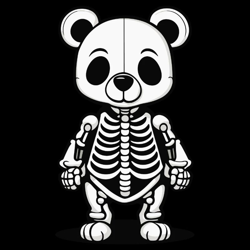 Cute Bear Skeleton Illustration