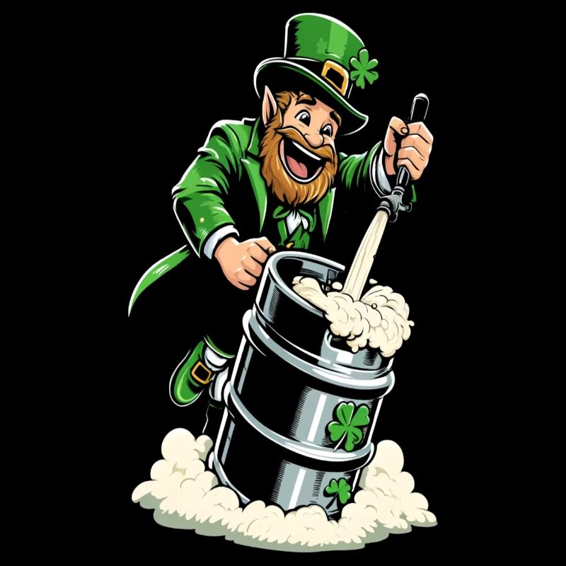 Leprechaun (Irish leprechaun) taps beer