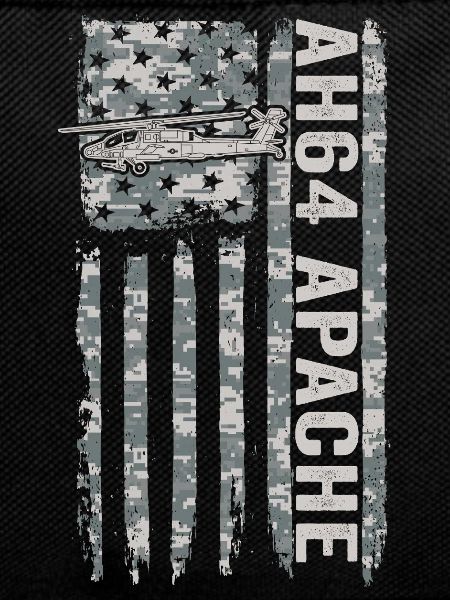 AH-64 Apache helicopter with American flag