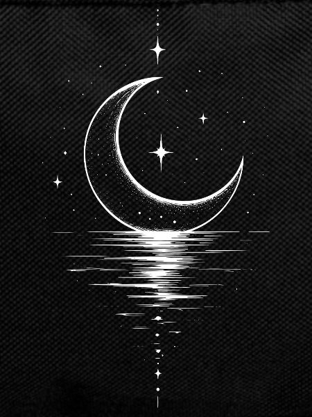 Crescent Moon Star Night Sky Motif