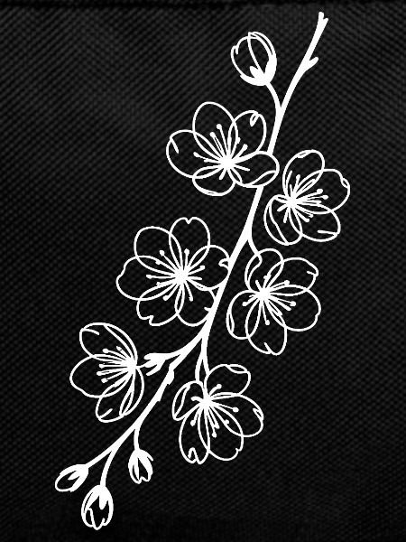Sakura Line Art on Black