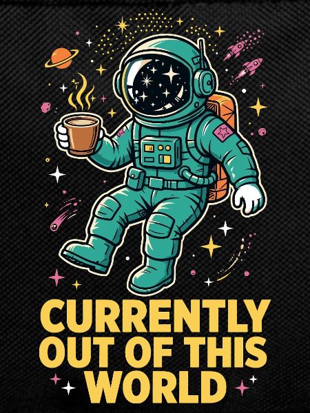 Astronaut with coffee in space