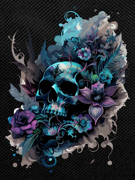 Human Skull & Flowers 39