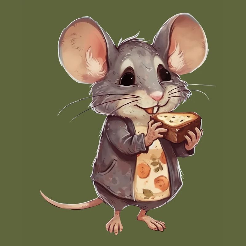 Souris heureuse avec biscuits aux pépites de chocolat