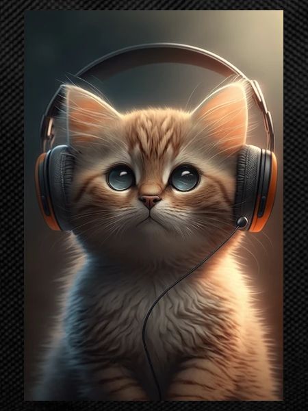 Cat with headphones