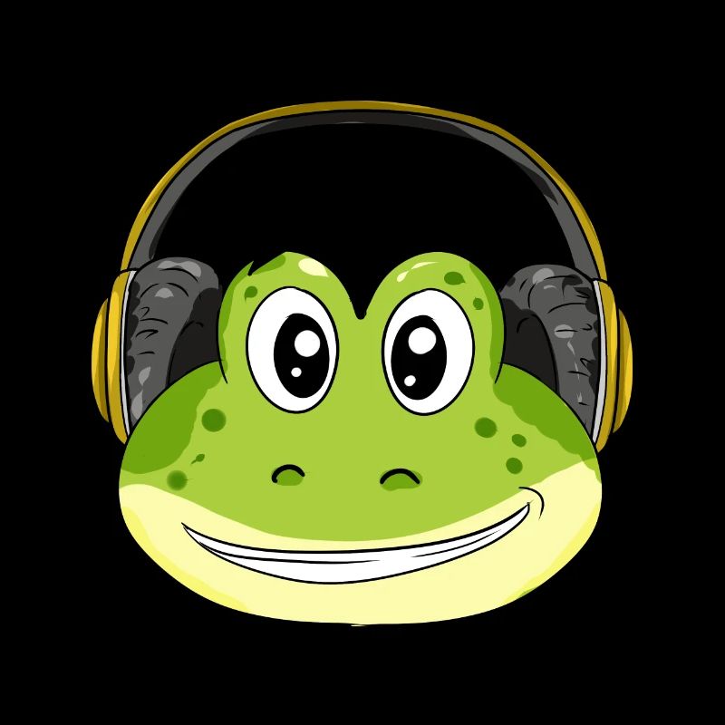 Frosch mit Kopfhörer