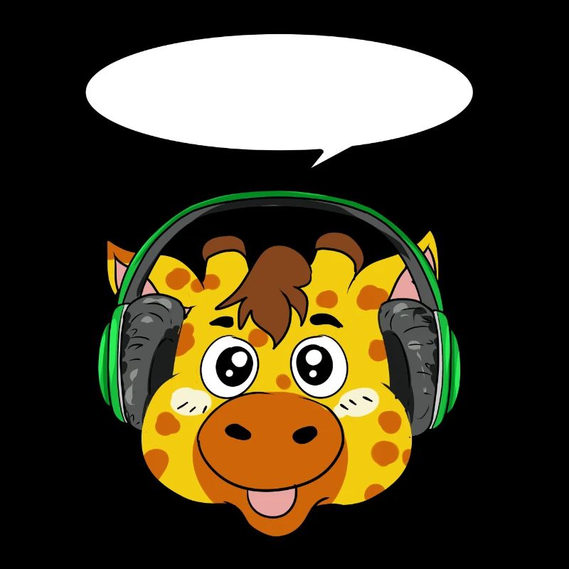 Girafe avec écouteurs