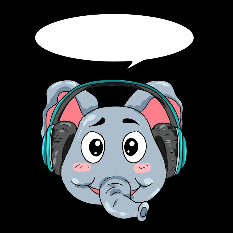 Eléphant avec écouteurs