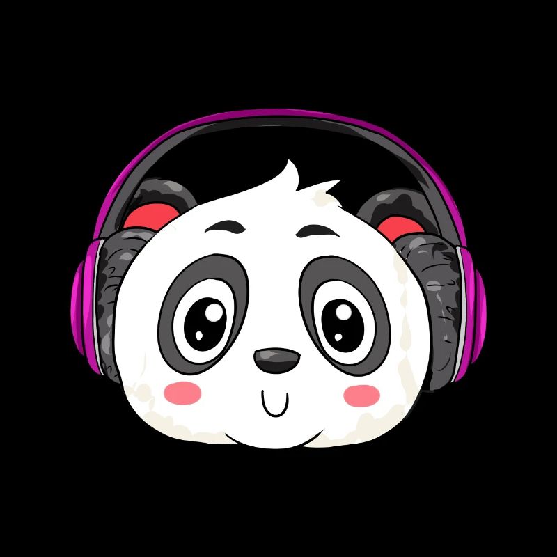 Panda with headphones