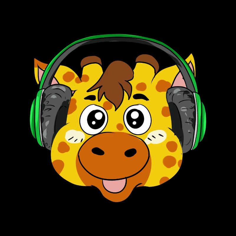 Girafe avec écouteurs