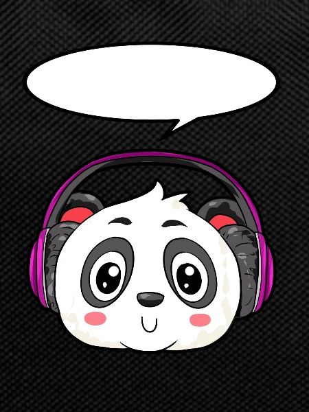 Panda with headphones