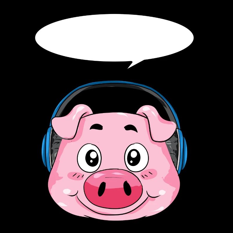 Pig with headphones