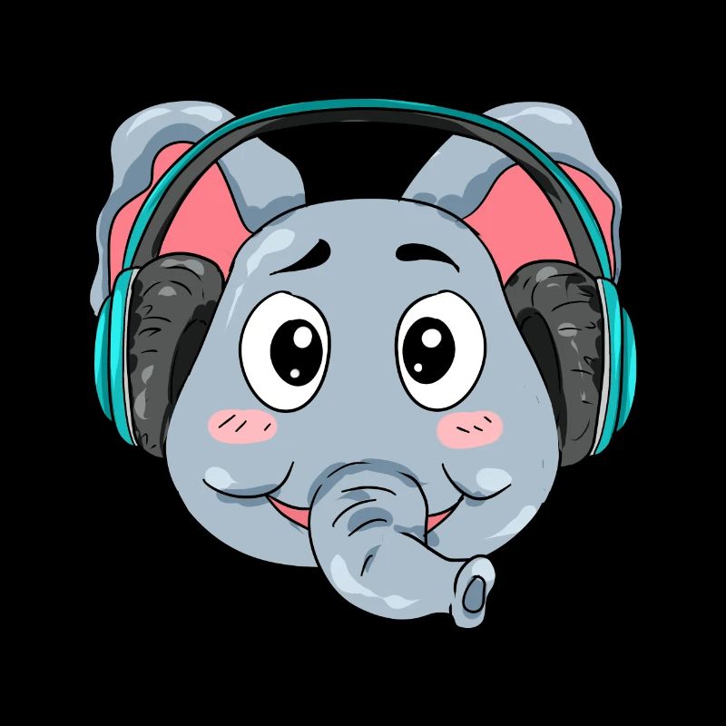 Elefant mit Kopfhörer