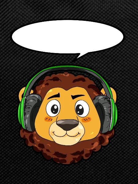 Lion with headphones
