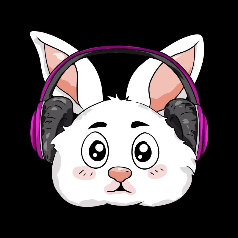 Lapin avec écouteurs
