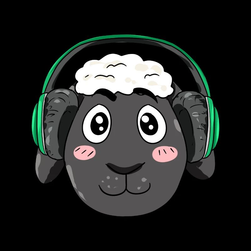 Sheep with headphones
