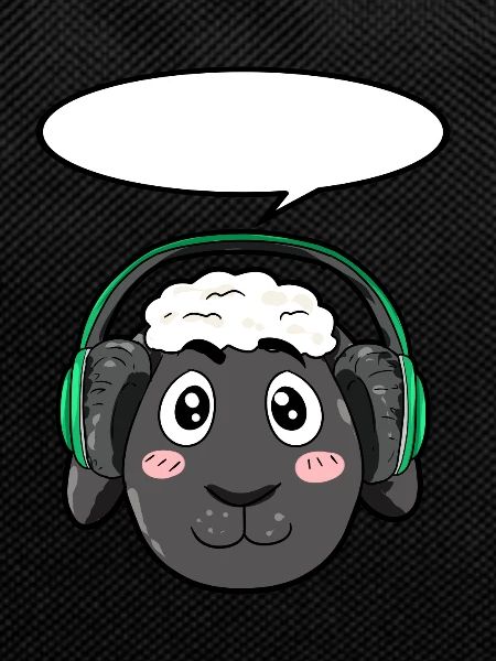 Sheep with headphones