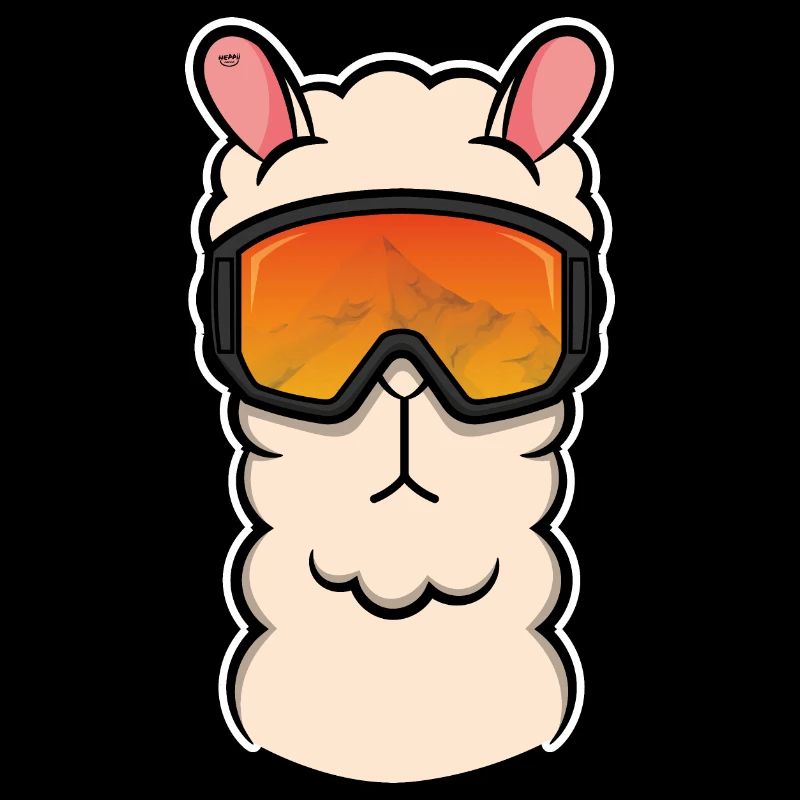 Lama llama alpaca snowboard apres ski gift fun
