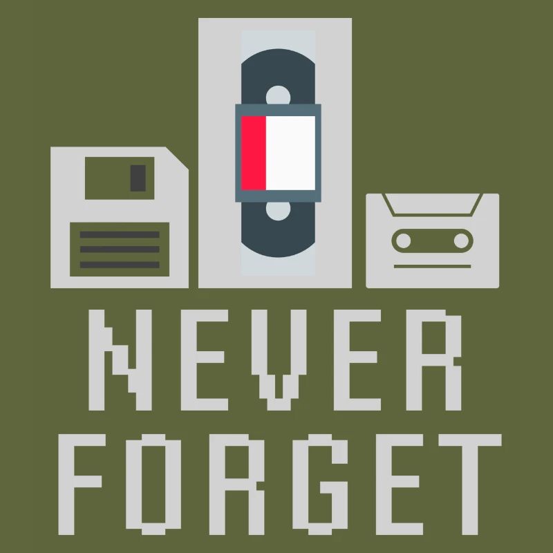 Never Forget Floppy Disk Video Tape Cassette Tech