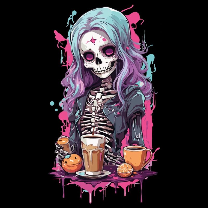 Gothic Kawaii Skull Breakfast Design